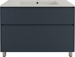 Style Line Тумба с кварцевой раковиной жасмин Лима 100 Plus эмаль графит матовая – фотография-1